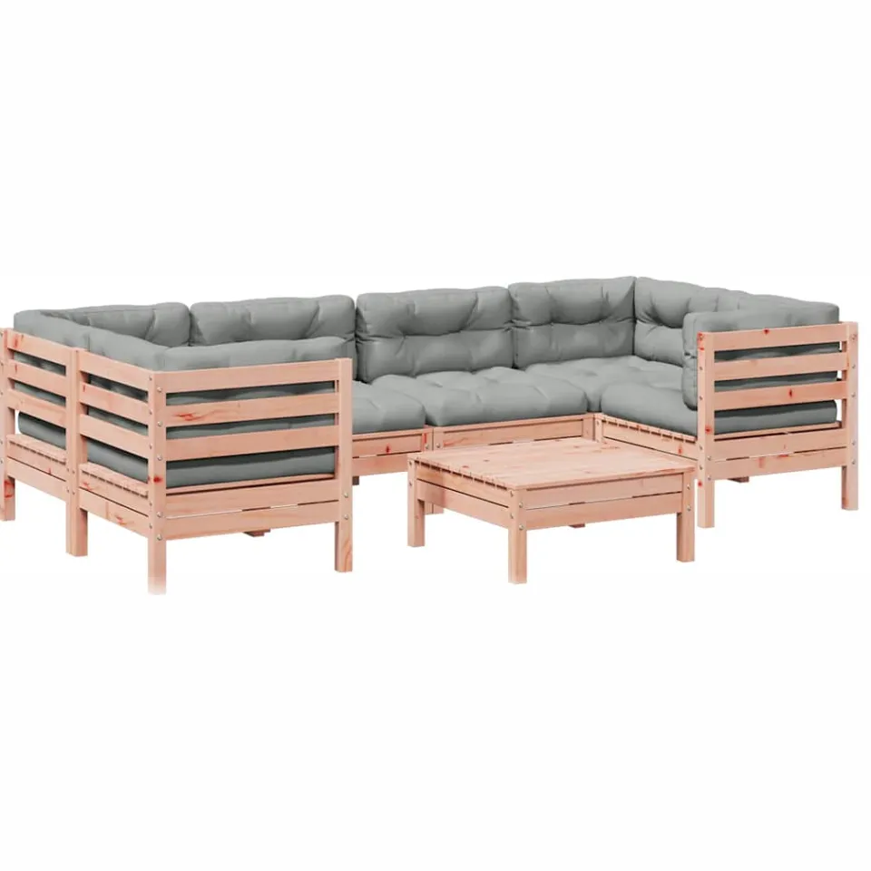 vidaXL 7-delige Loungeset met kussens massief douglas vurenhout Bruin
