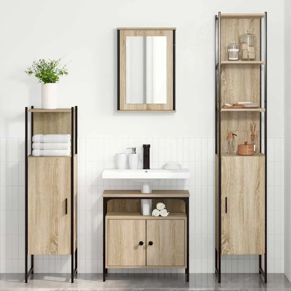 vidaXL Badkamermeubelset 4 st Sonoma Eiken 33 x 33 x 185,5 cm, foto 3