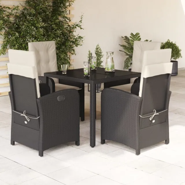 vidaXL 5-delige Tuinset met kussens poly rattan zwart, foto 2