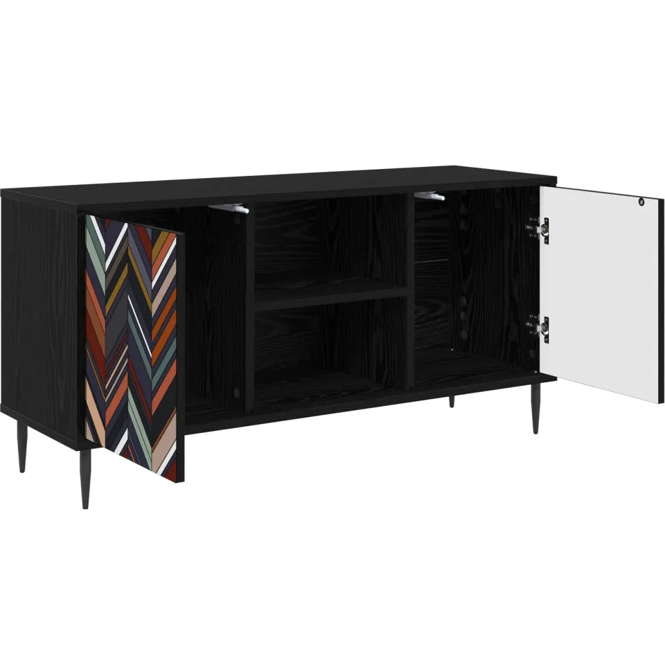 vidaXL Tv-meubel OMMEN 102 x 33 x 51 cm Zwart eiken Bewerkt hout