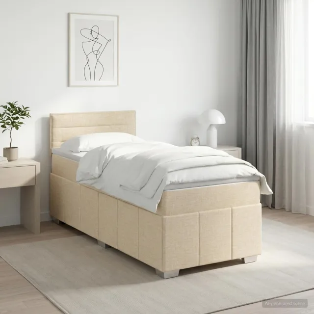 vidaXL Boxspringbed met matras Crèmekleurig 90 x 200 cm Stof