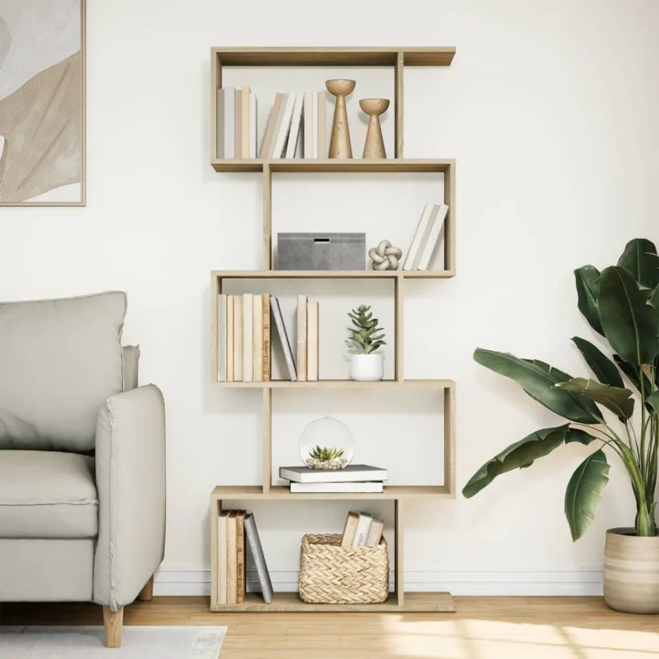 vidaXL Kamerscherm / boekenkast 5-laags 70x24x161 cm hout sonoma eiken, foto 2