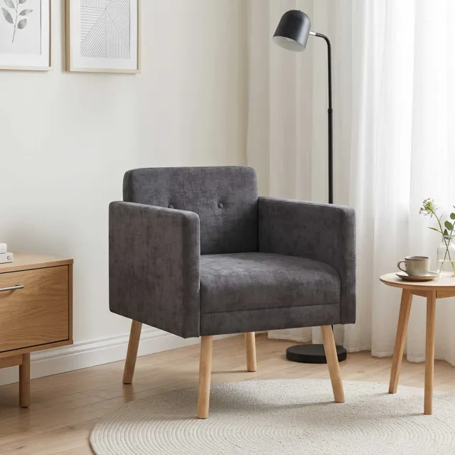 vidaXL Accentstoel Donkergrijs Chenille Stof