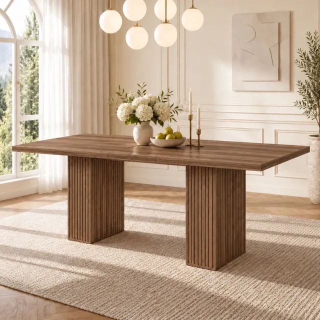 Maisentiel Uitschuifbare eettafel 150/190 x 90 cm - MDF - walnootkleur - met opbergruimte