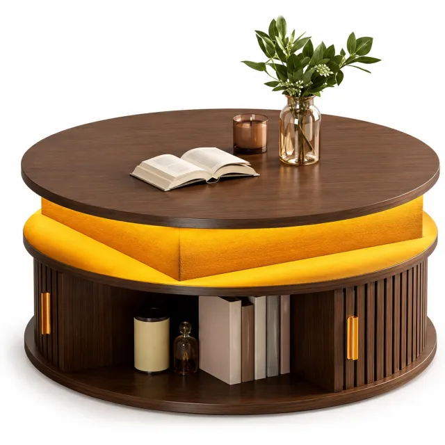 Bresht Salontafel - Lift-top - 75 x 75 x 52 cm - Walnoot
