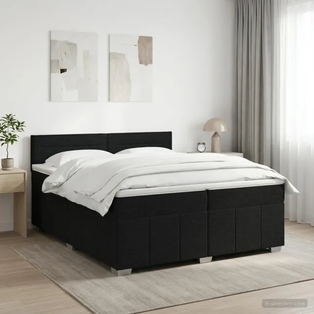 vidaXL Boxspringbed met matras met hoofdeinde Zwart 200 x 200 cm Stof