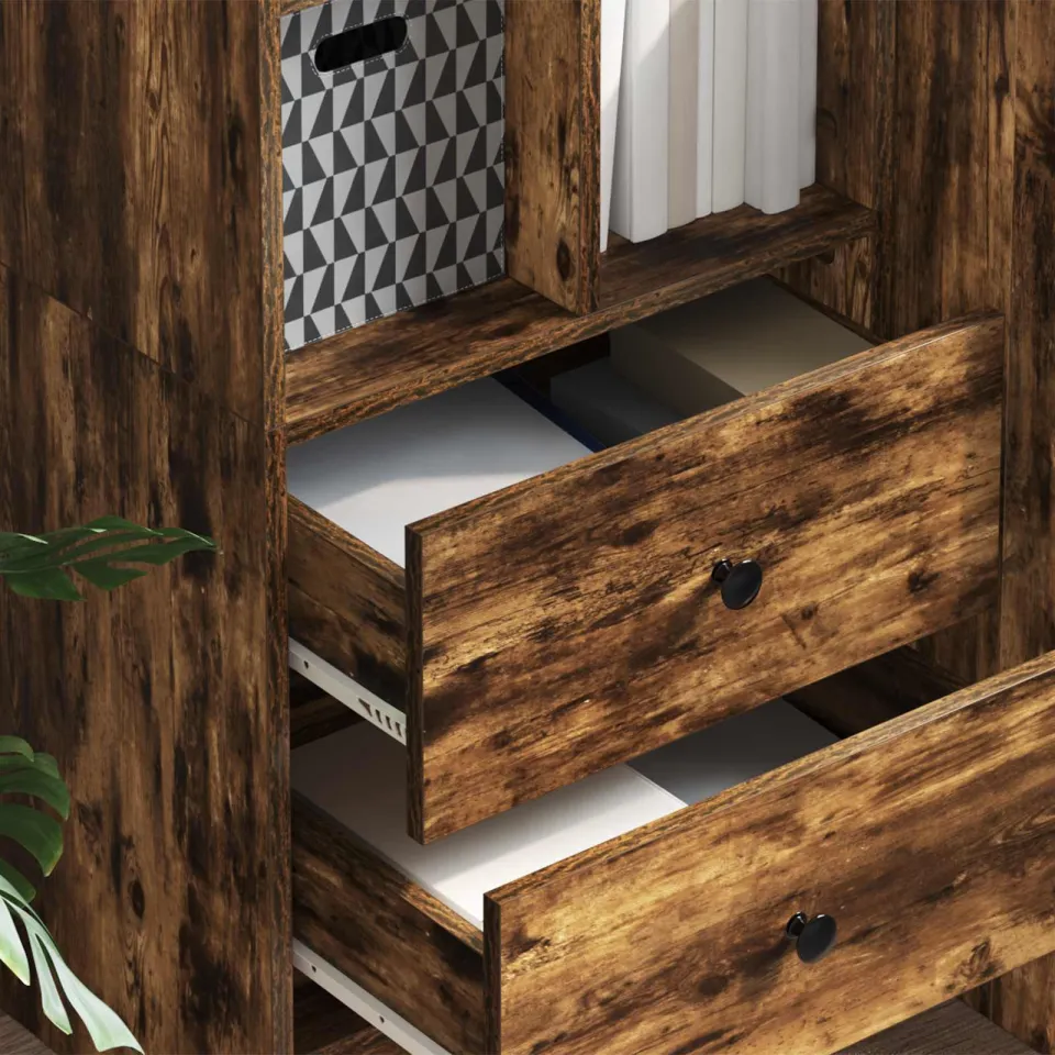 vidaXL Hoge kast met lade Gerookt eiken 45,5 x 34 x 127 cm, foto 3