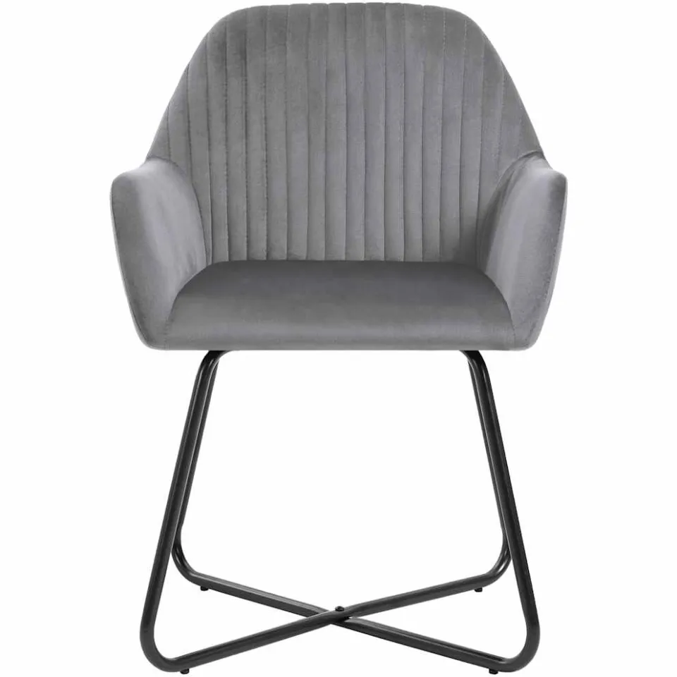 vidaXL Eetkamerstoelen 4 st fluweel grijs, foto 3