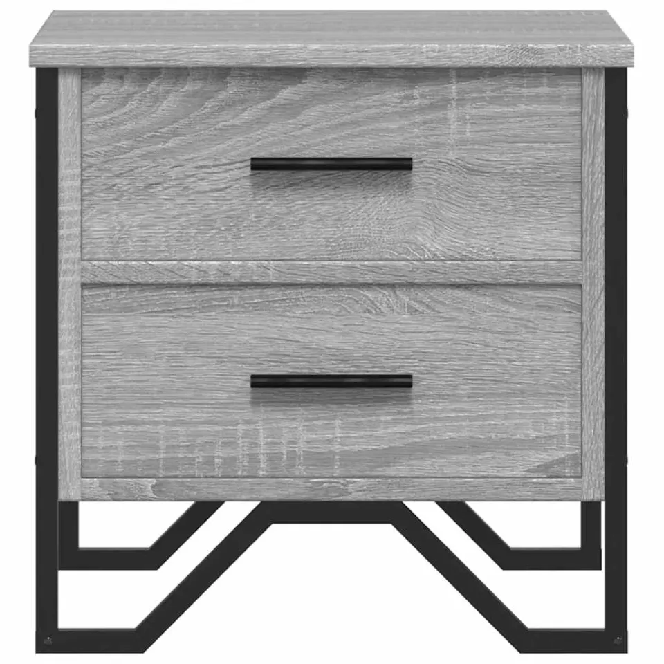 vidaXL Nachtkastje 40x41x40 cm bewerkt hout grijs sonoma eikenkleurig, foto 4