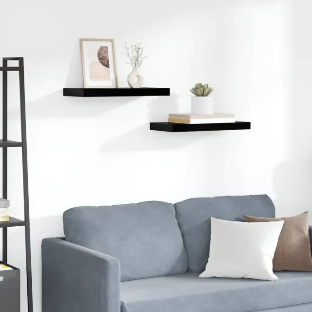 vidaXL Wandschappen zwevend 2 st 50x23,5x3,8 cm MDF hoogglans zwart