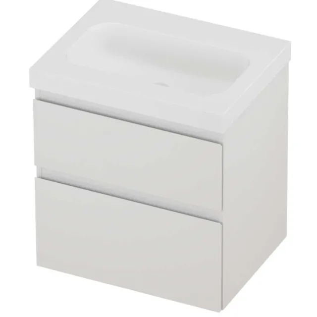 Proline Haga Badmeubelset Polystone Mezza Zonder Kraangat 60x46x66 cm Mat White Glans Wit