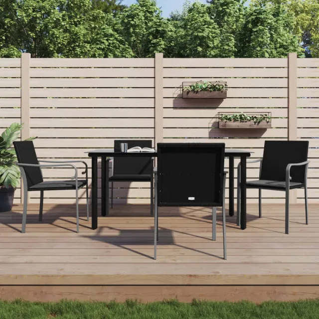 vidaXL 5-delige Tuinset met kussens poly rattan en staal Zwart