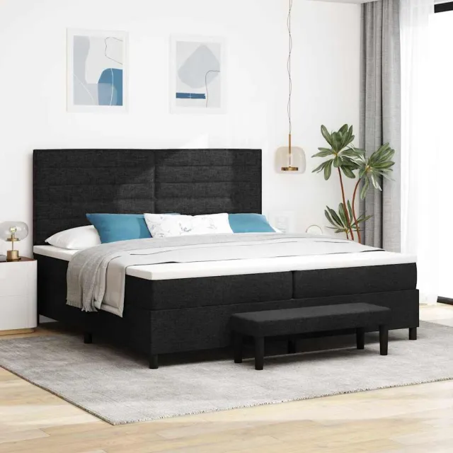 vidaXL Boxspringbed met matras met hoofdeinde Zwart 200 x 200 cm Stof