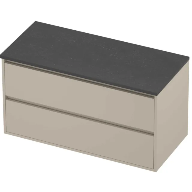 Proline Deck Badmeubelset Hardsteen Greeploos Symmetrisch Kader 100x46x54 cm Blue Stone Soft Linen Beige