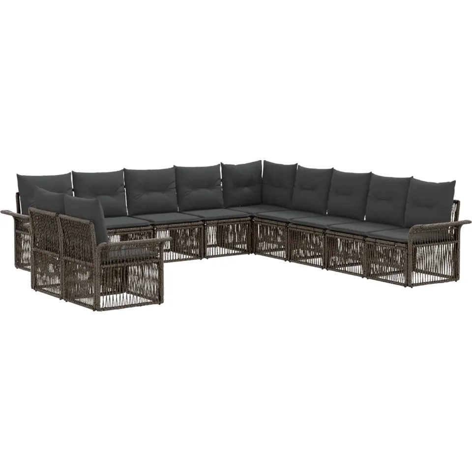 vidaXL Tuinbankenset 11 st 11-zits Grijs poly rattan, foto 3
