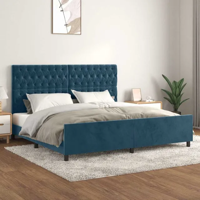 vidaXL Bedframe zonder matras 200x200 cm fluweel donkerblauw blauw