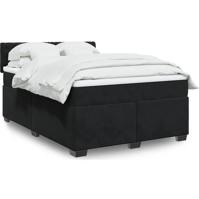 vidaXL Boxspring met matras fluweel zwart 160x200 cm