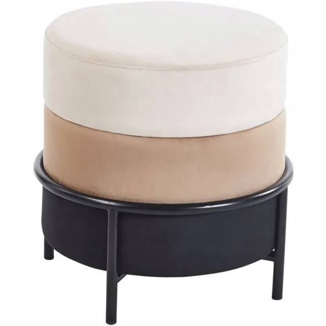 Furnitex P8-FX - Poef - Rond - Beige/Cappuccino/Zwart - Fluwelen bekleding Beige;Cappuccino;Zwart