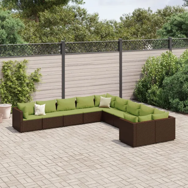 vidaXL 10-delige Loungeset met kussens poly rattan bruin, foto 2