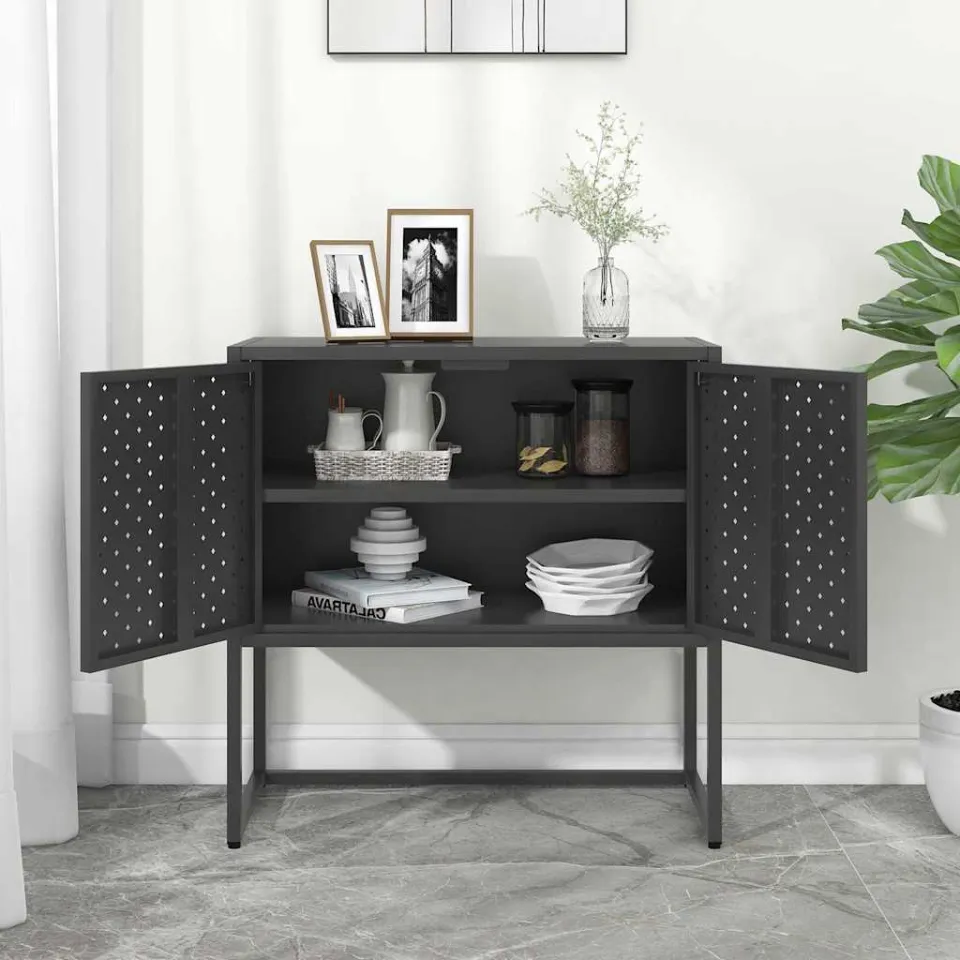 vidaXL Dressoir 75x35x75 cm staal antracietkleurig, foto 3
