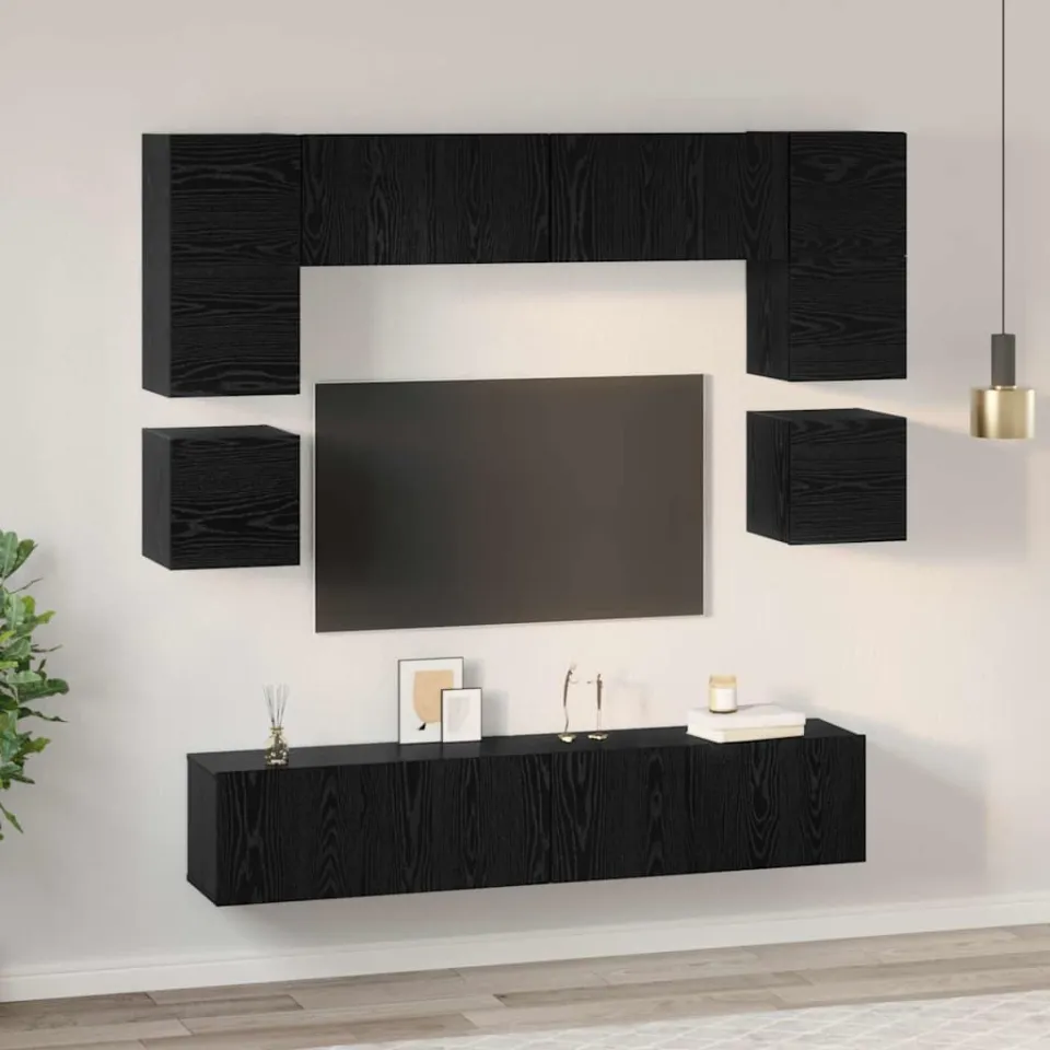vidaXL Tv-meubelset 8 st 80 x 30 x 30 cm Zwart Eiken, foto 4