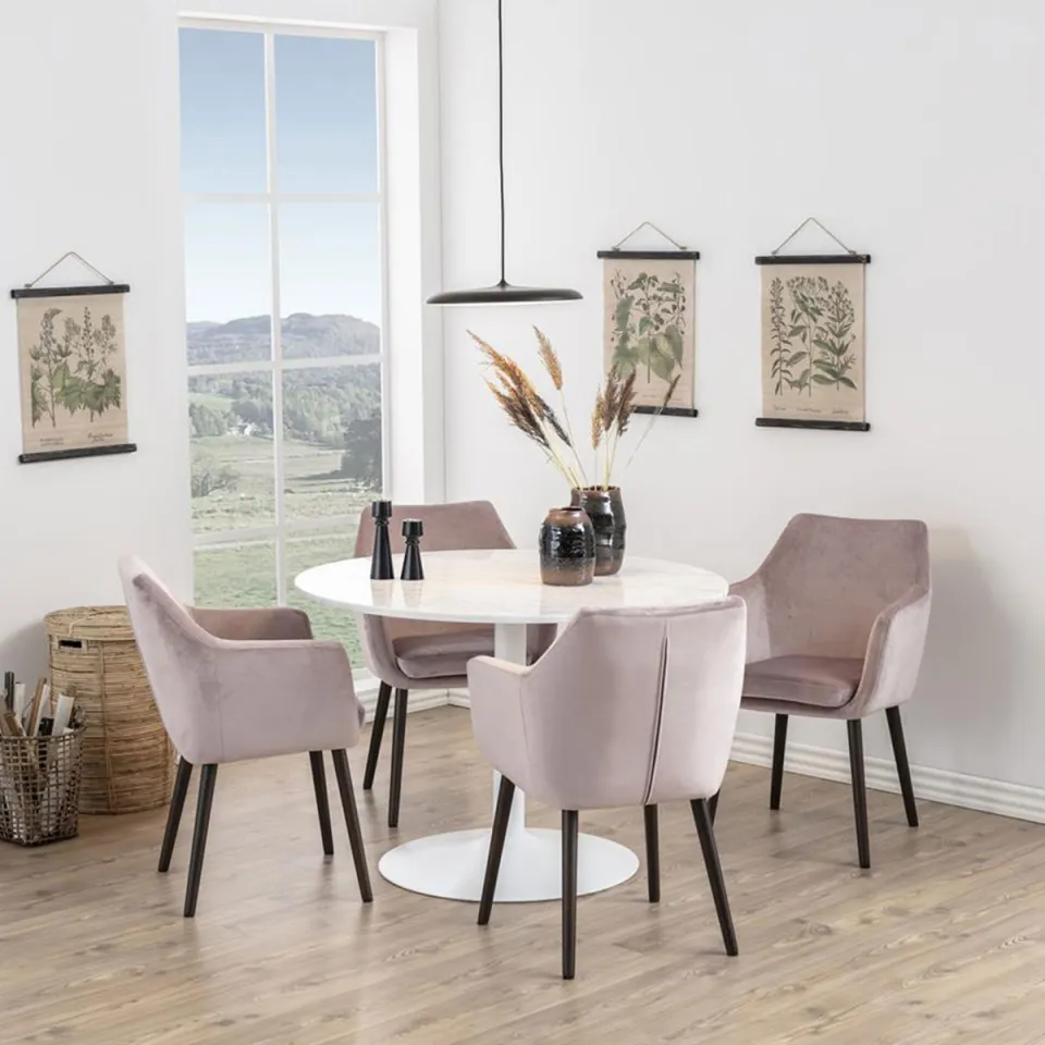 Lisomme Luci eettafel marmer wit - wit metalen onderstel - Ø110 cm, foto 3