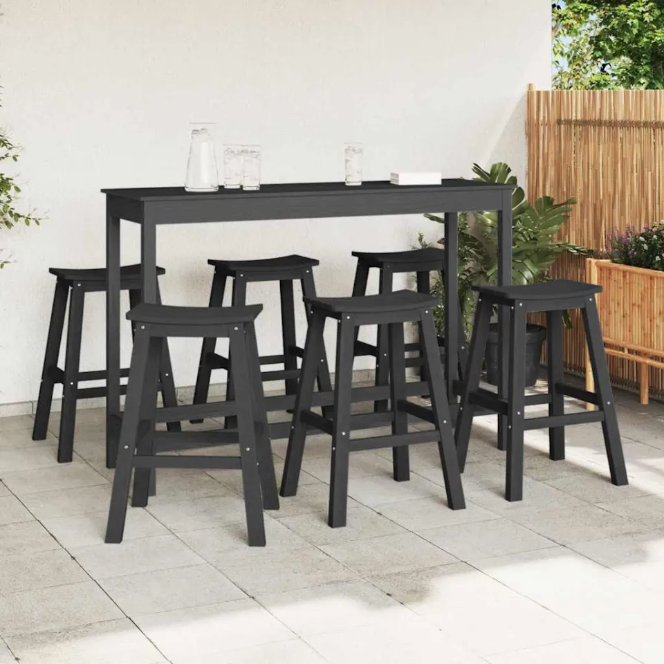 vidaXL Tuin Bar Set 6 st Zwart HDPE, foto 2