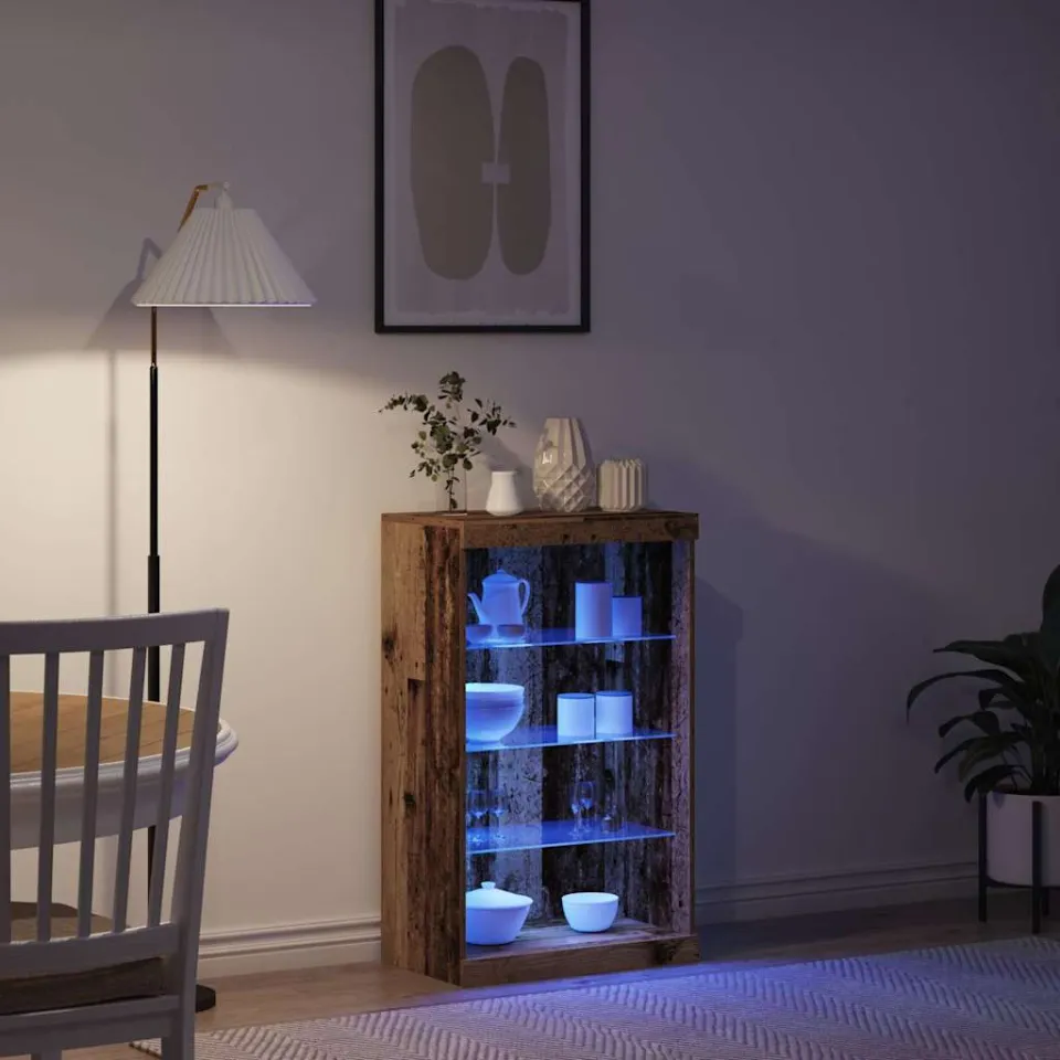 vidaXL LED Sideboard Oudhout 60,5 x 37 x 100 cm Bewerkt hout bruin, foto 4