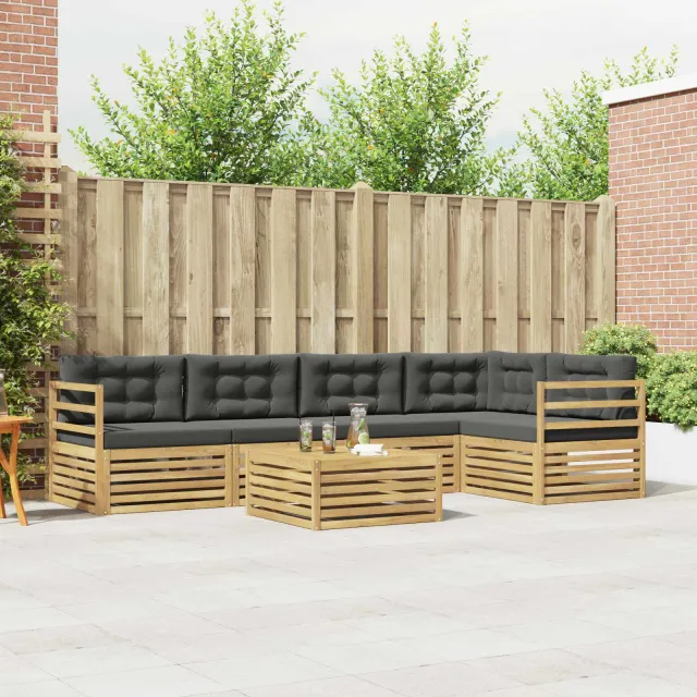 vidaXL Buiten bankenset 6 st 5-zits Wit en antracietkleurig Polyester