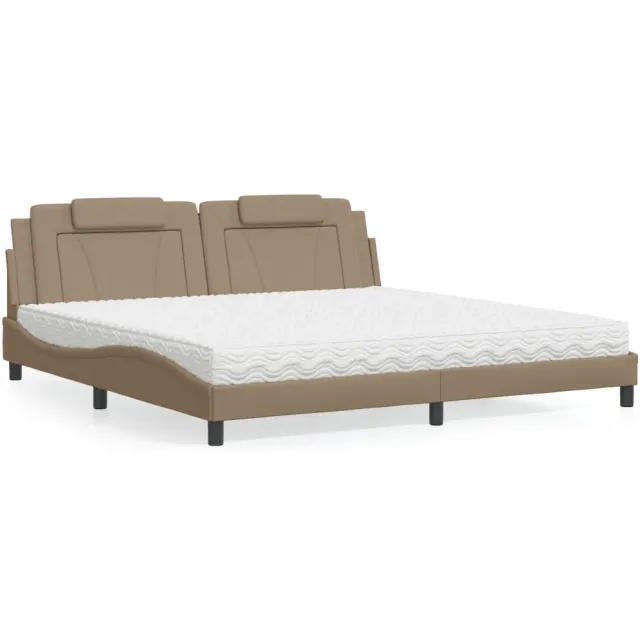 vidaXL Bed "Viana" met matras kunstleer cappuccinokleurig 200x200 cm Bruin
