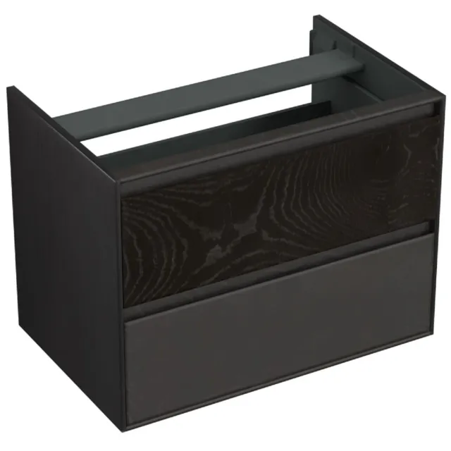 Forzalaqua Onderkast Forzalaqua Reno 2.0 80x51x60 Cm 2 Lades Softclose Eiken Black Oiled Zwart
