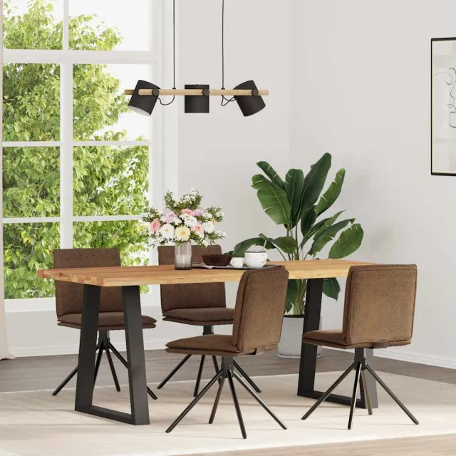 vidaXL Eetkamerstoelen 4 st kunstsuède bruin, foto 2