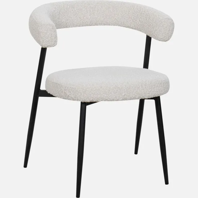 HTfurniture eetkamerstoelen-cream color-black legs