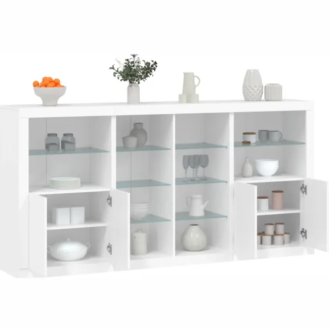 vidaXL Dressoir met LED-verlichting 202x37x100 cm wit