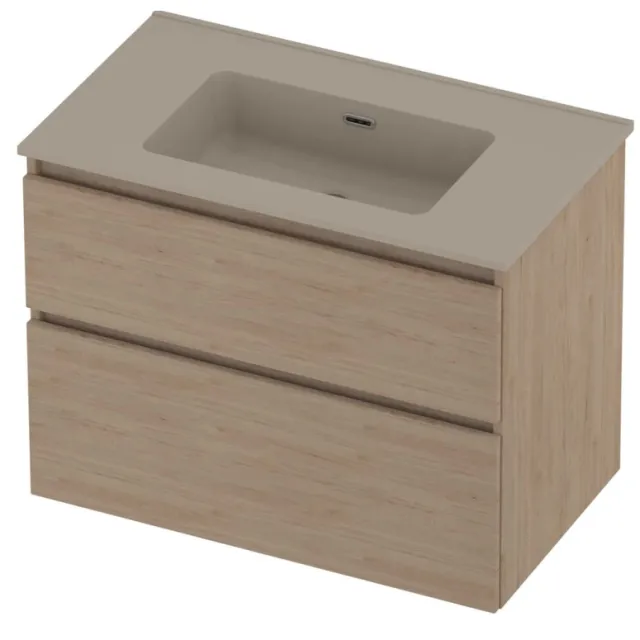 Proline Tribute Badmeubelset Porselein Elegant 80x46x62 cm Mat Crème Cotton Ideal Oak Eiken