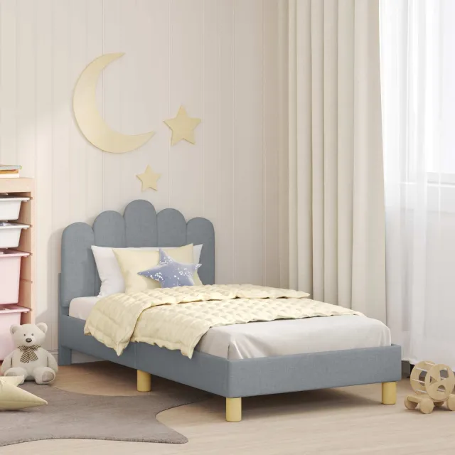 vidaXL Bedframe voor kinderen met hoofdbord Lichtgrijs 80 x 160 cm
