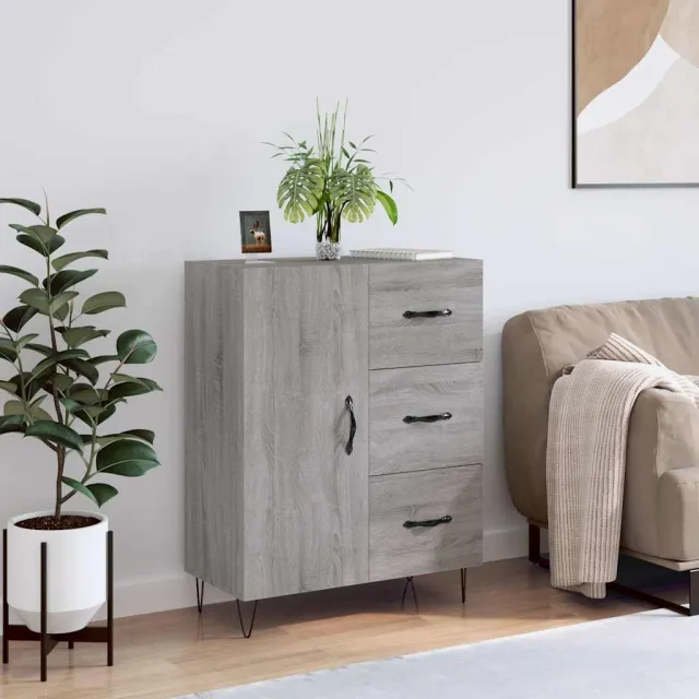 vidaXL Dressoir 69,5x34x90 cm bewerkt hout grijs sonoma eikenkleurig, foto 2