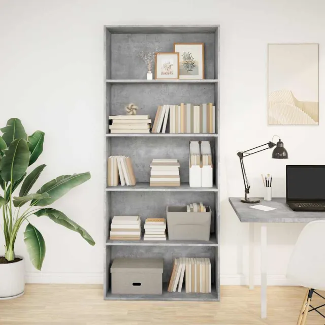 vidaXL Boekenkast 80x30x189 cm bewerkt hout betongrijs grijs, foto 2