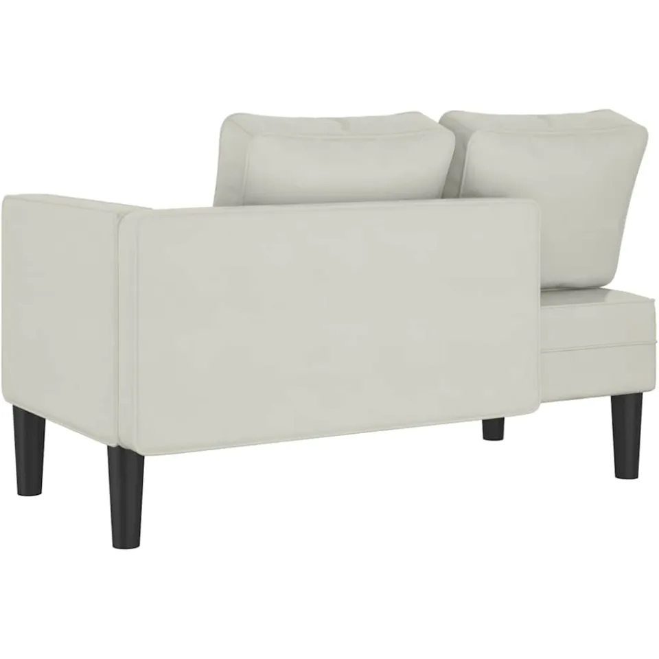 vidaXL Chaise longue met kussens fluweel crèmekleurig, foto 4