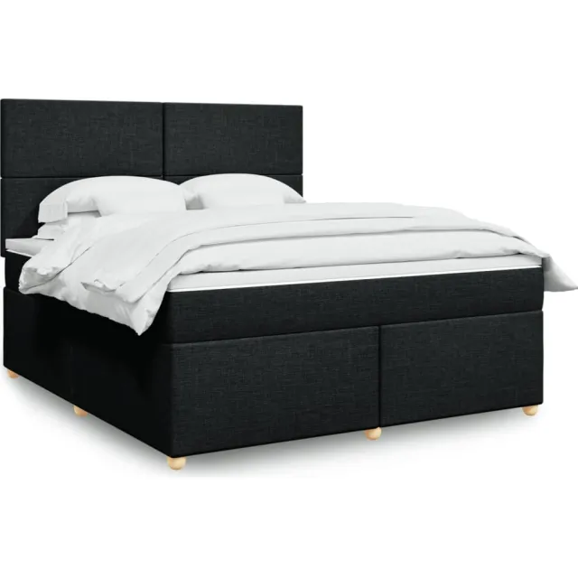 vidaXL Boxspring met matras stof zwart 180x200 cm