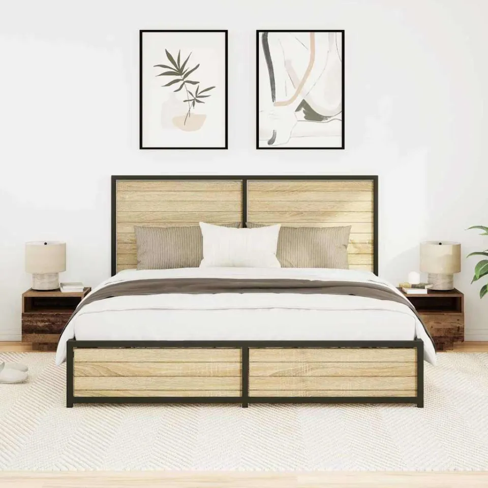 vidaXL Nachtkastje 2 st Oudhout 40 x 39 x 37 cm Bewerkt hout bruin, foto 4