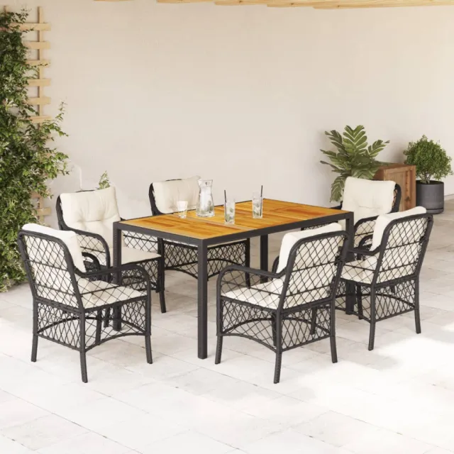 vidaXL 7-delige Tuinset met kussens poly rattan zwart, foto 2
