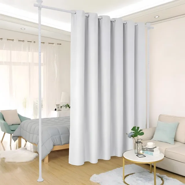 Famanu Ruimteverdeler hangend paraventframe, flexibel en verstelbaar, kamerscherm voor balkon, woonkamer of slaapkamer, 178 cm x 317 cm (b x h Zwart