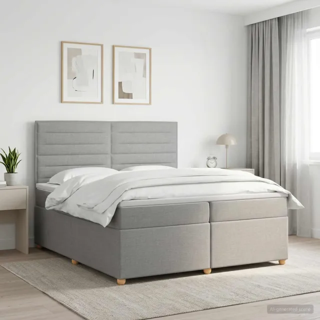 vidaXL Boxspringbed met matras Lichtgrijs 200 x 200 cm Stof