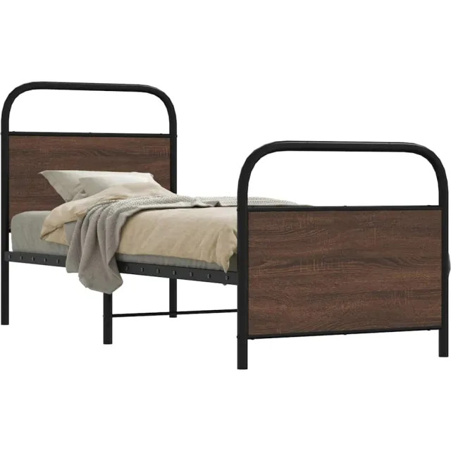 vidaXL Bedframe zonder matras bewerkt hout bruin eikenkleur 75x190 cm