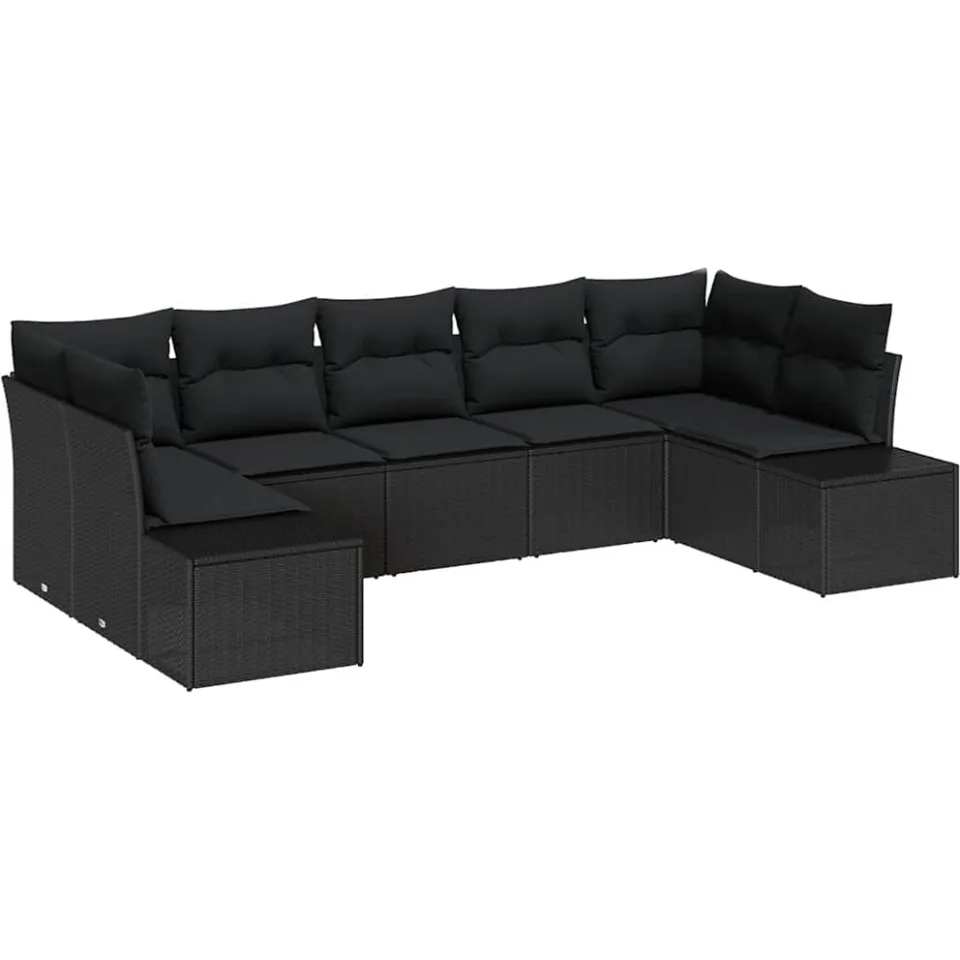 vidaXL Tuin Sofa Set 7 st Zwart poly rattan