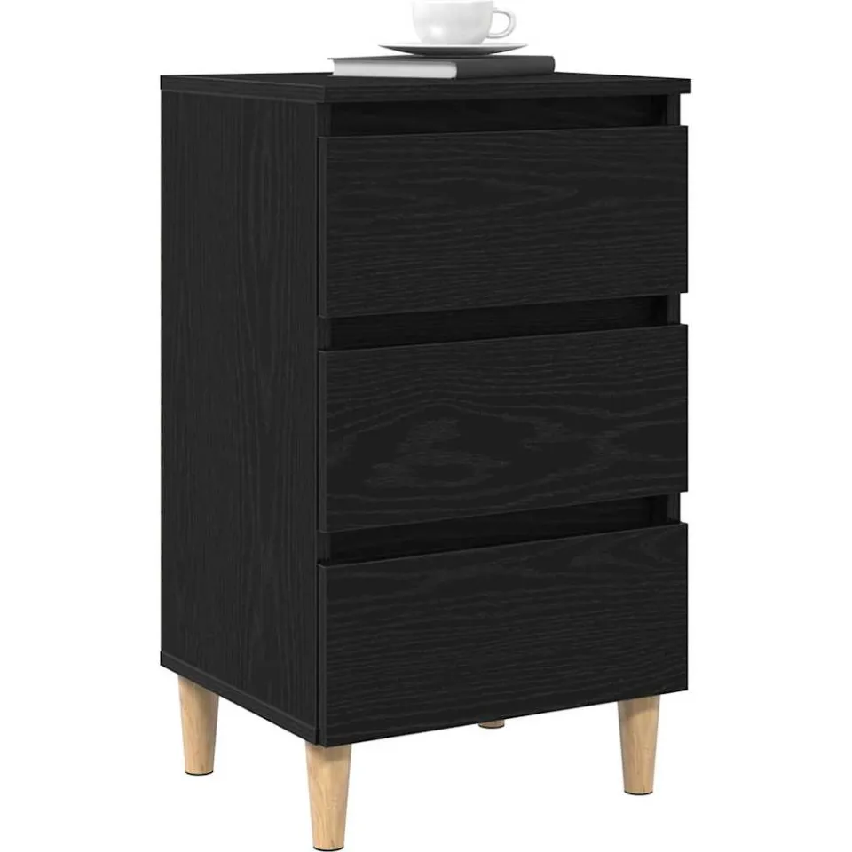 vidaXL Nachtkastje Zwart Eiken 40 x 35 x 69 cm Bewerkt hout