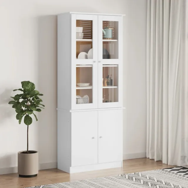 vidaXL Vitrinekast ALTA 77x35x186,5 cm massief grenenhout wit