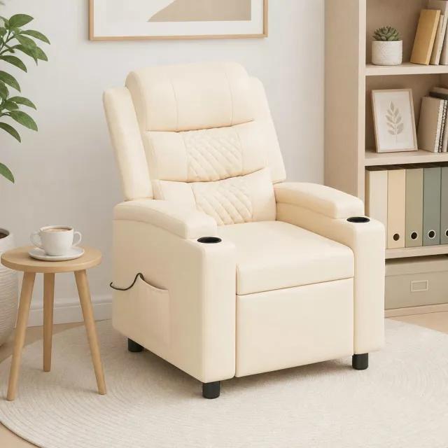 vidaXL Massage-relaxstoel Crèmekleurig 75 x 93 x 98 cm Stof, foto 2