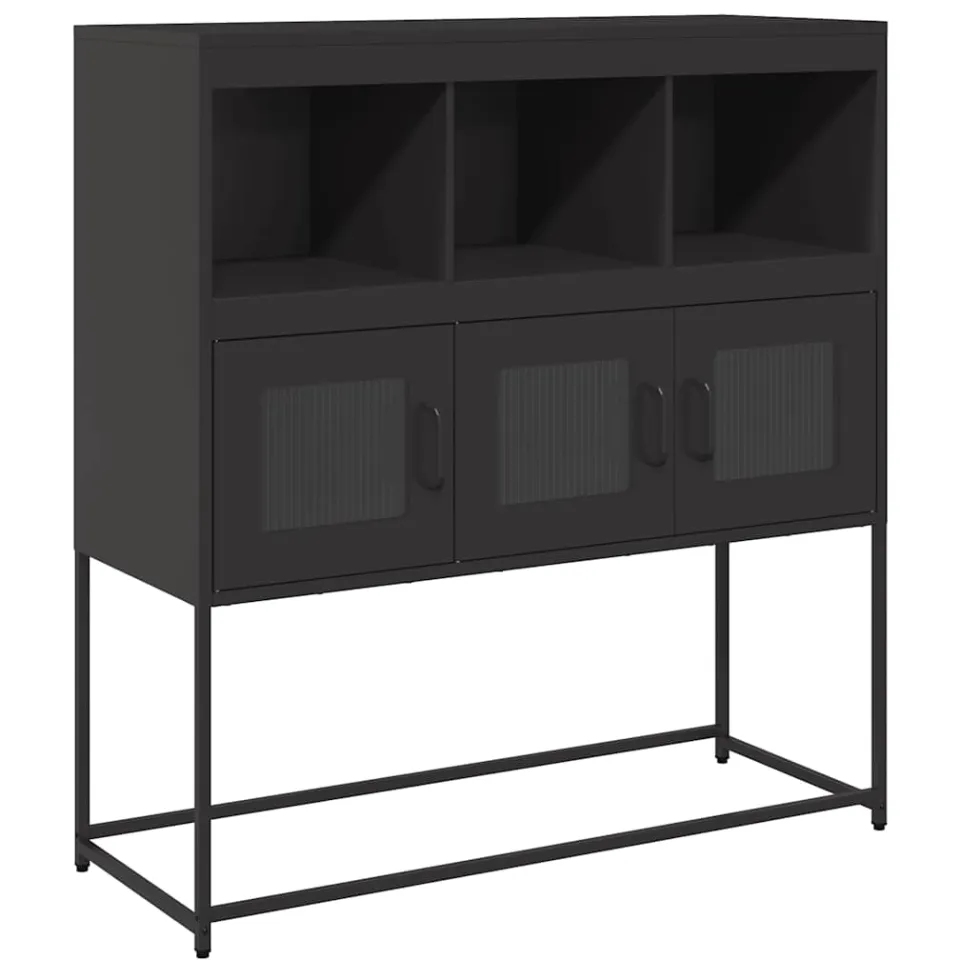 vidaXL Dressoir 100,5x39x107 cm koudgewalst staal zwart, foto 3